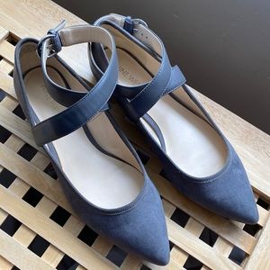 Nine West grey suede cross strap ballet flats 7.5